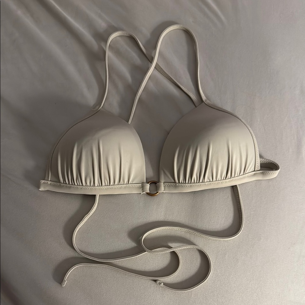 Aerie Cream Triangle Push-up Bikini Top
